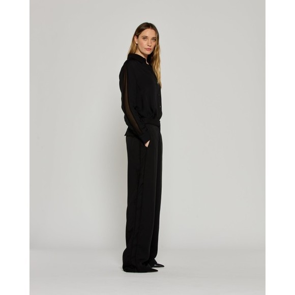 Serena Bute Tailored Trouser With Georgette Trim - Black - NWT - Picture 3 of 6